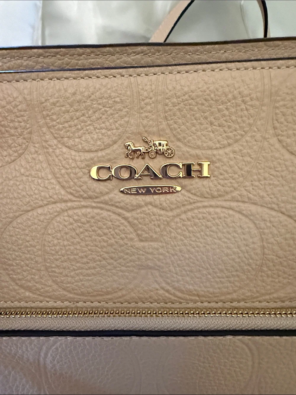 🧡Coach NWT Oat Embossed Pebble Leather Station Tote Bag with Gold Hardware